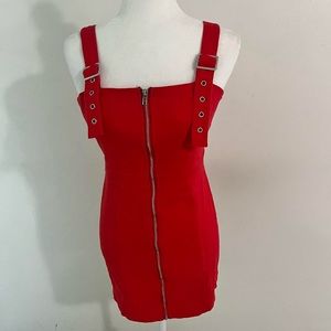 Red zip up party dress